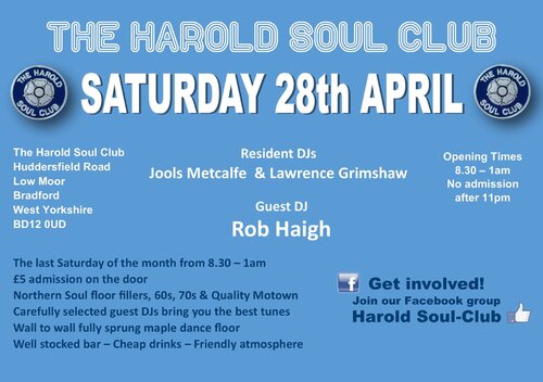 The Harold Soul Club - Saturday 28th April