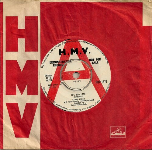 Kenny Lynch It's Too Late HMV POP 1577 1967.jpg