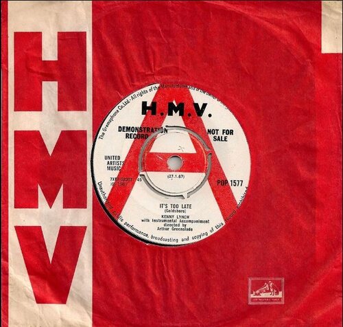 Kenny Lynch It's Too Late HMV Pop 1577 1967.JPG