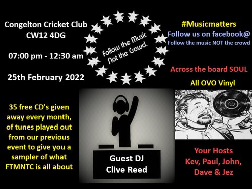 FTMNTC Friday 25th Febuary,Guest DJ Clive Reed (Cheshire