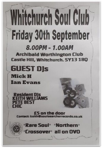 Whitchurch Soul Club Friday 30th September