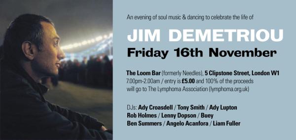 An evening to celebrate the life of Jim Demetriou Friday 16th November
