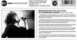 New One World Records 45 - Michelle David & True-Tones - It's Gonna Be Alright - One World Records