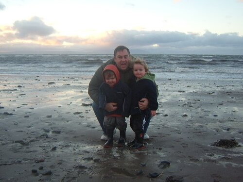 us on ayr beach, bloody cold