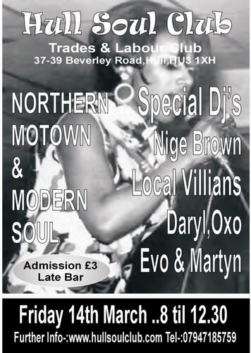 hull soul club 14th march