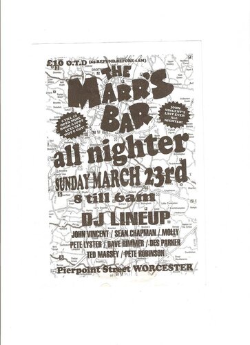marrs bar allnighter sunday 23rd march