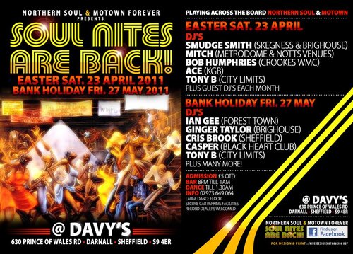 soul nites @ davys bank holiday friday 27th may
