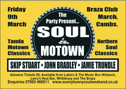 northern soul & motown 9th march at the braza club, march