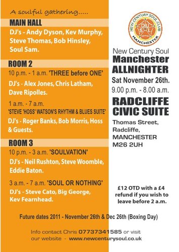 new century soul manchester allnighter, sat 26th nov 2011
