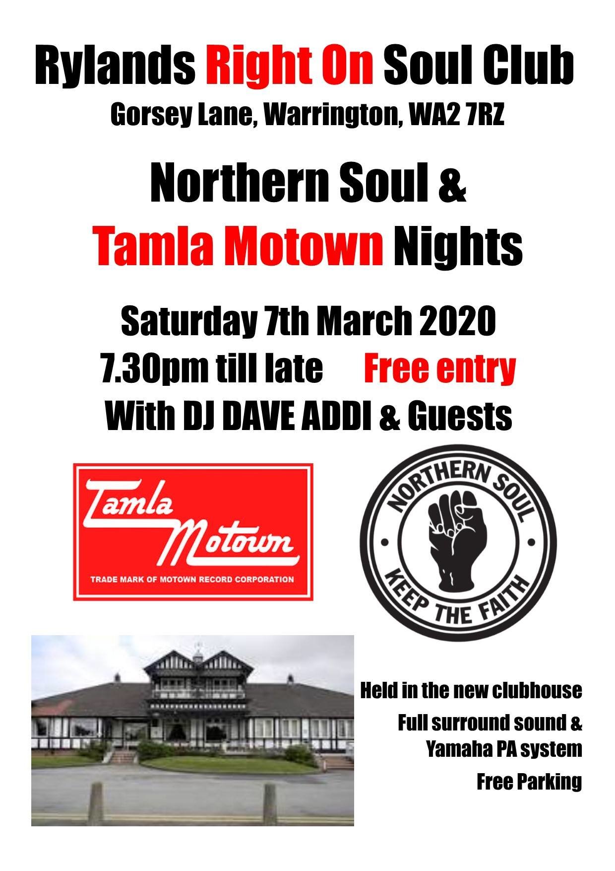 Rylands Right On Soul Club   Free Entry