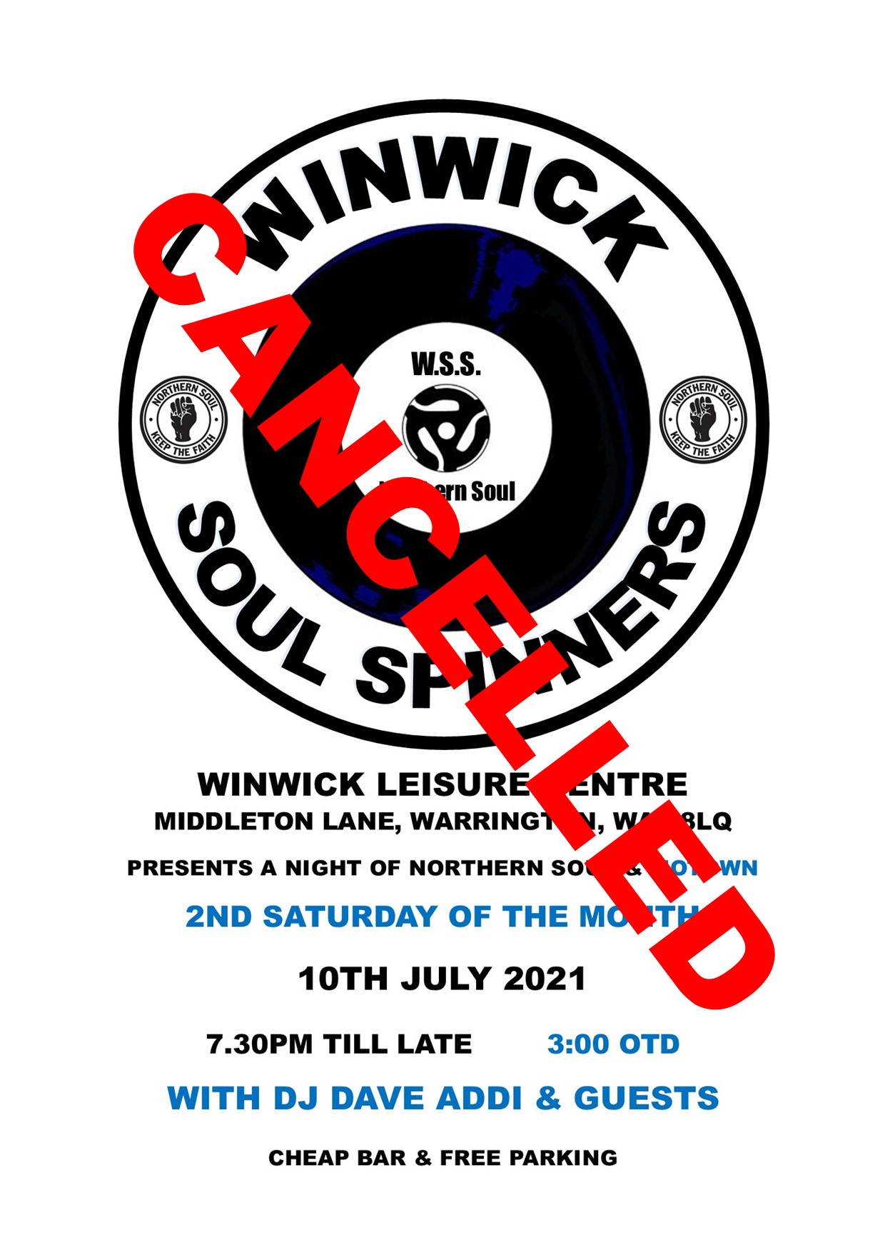 Winwick Soul Spinners Cancelled