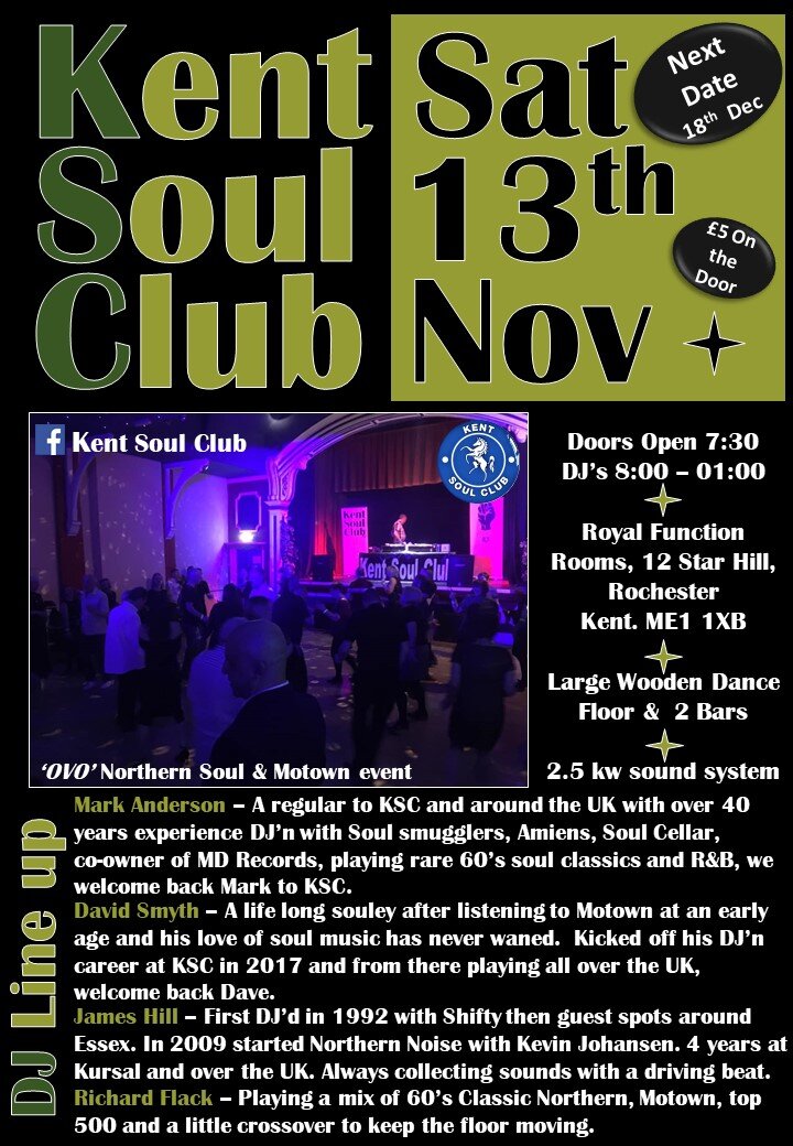 Kent Soul Club 13th Nov 2021