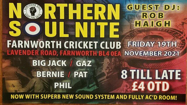 Farnworth Cricket Club Soul Night