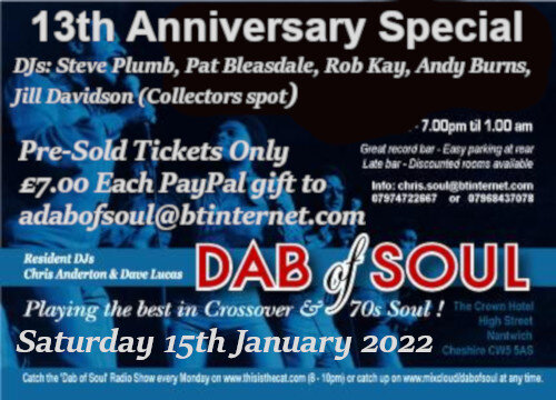 Sold Out Dab Of Soul  Crown Hotel Nantwich