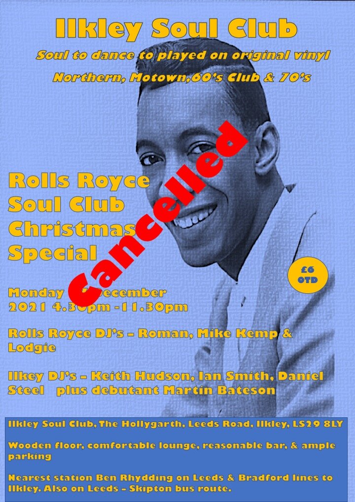 Ilkley Soul Club V Rolls Royce Barnoldswick Cancelled