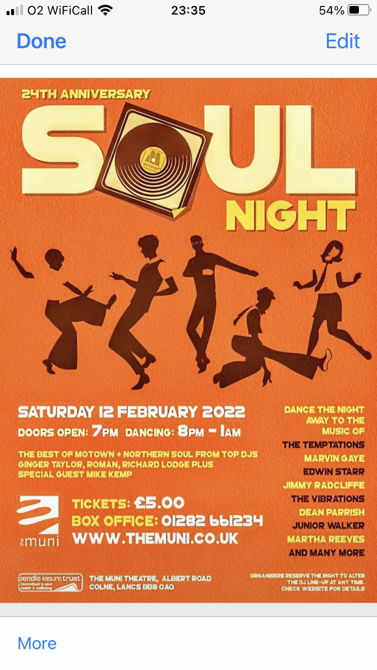 Colne Muni 24th Anniversary Soul Night