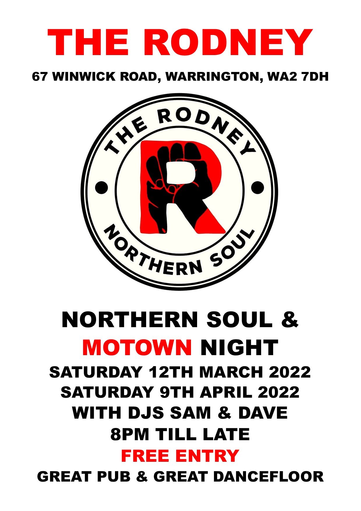 The Rodney Soul Night Warrington Free Entry