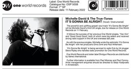 New One World Records 45 - Michelle David & True-Tones - It's Gonna Be Alright - One World Records image
