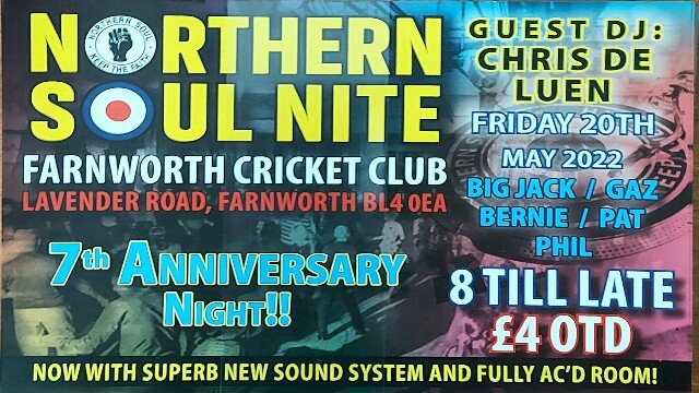Farnworth Cricket Club Soul Night 7th Anniversary