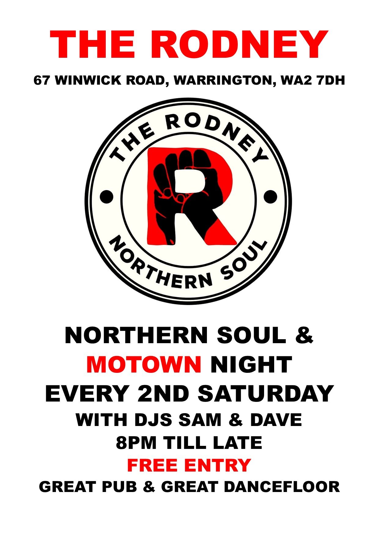 The Rodney Soul Night Warrington Free Entry