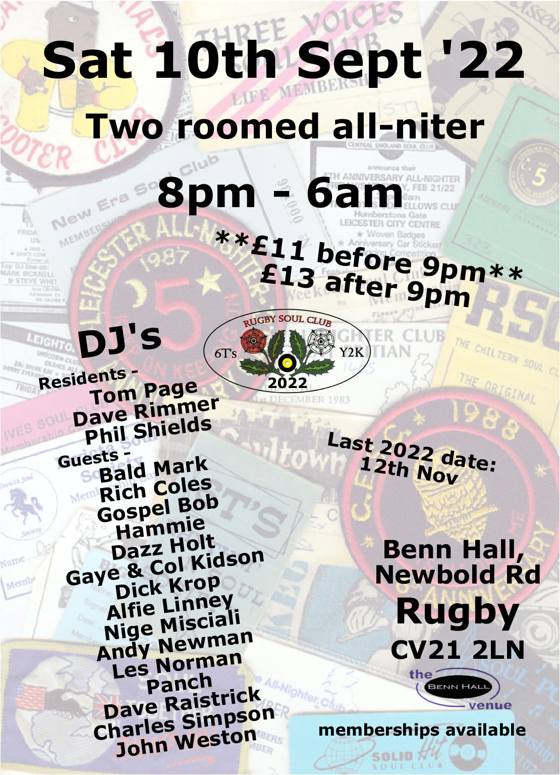 Rugby Soul Club Allniters At The Benn Hall