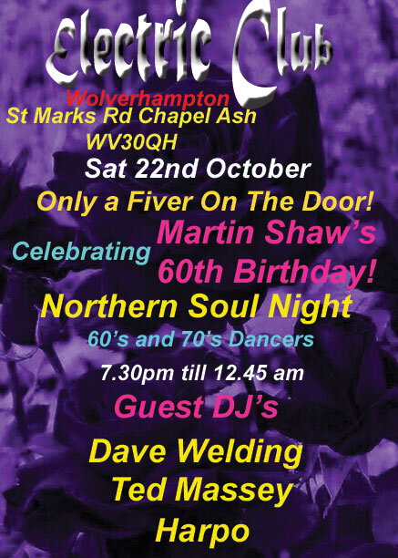 Martin Shaws 60th Birthday Electric Club 60s 70s N S