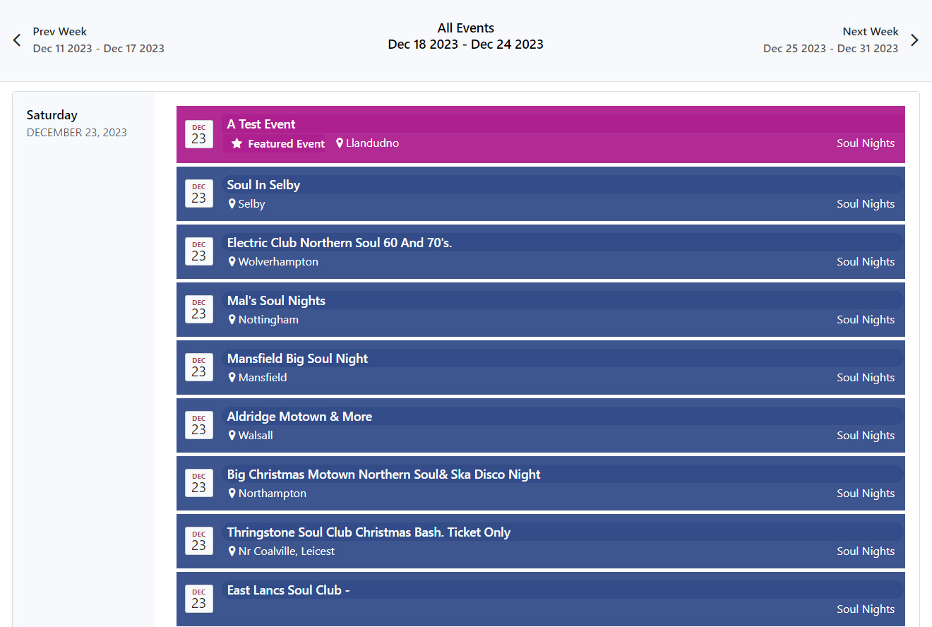 Events - New Featured Events feature....