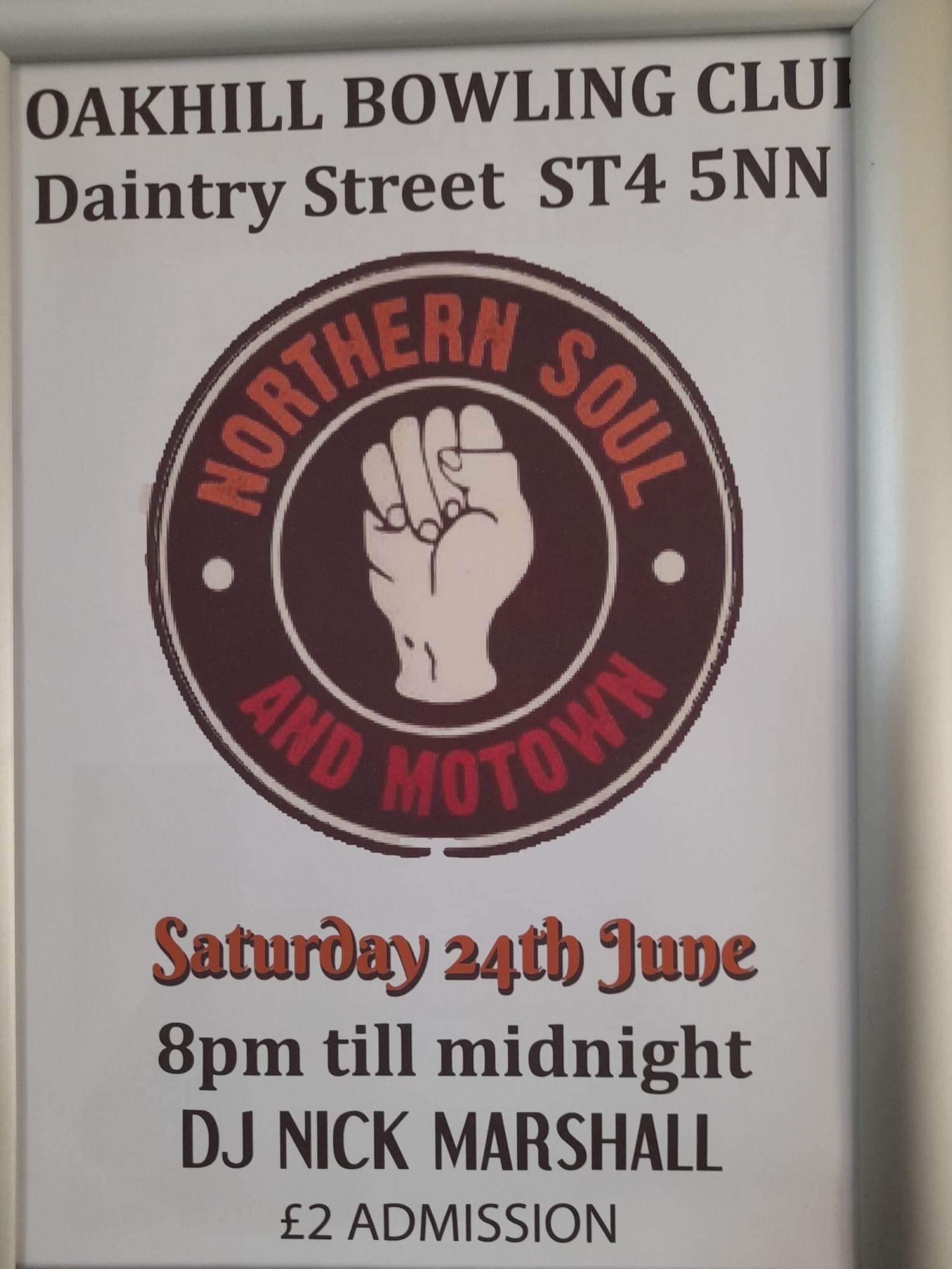 Oakhill Bowling Club Soul And Motown Night