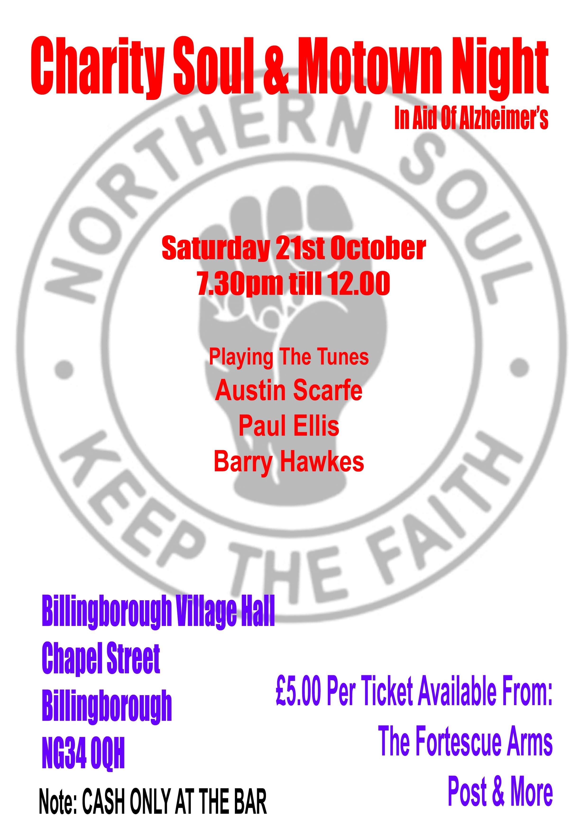 Charity Soul Night Billingborough Village Hall