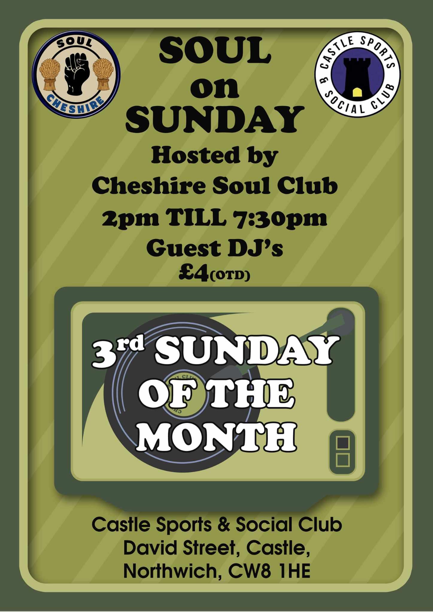 Cheshire Soul Club Sunday Soul Sessions  Castle Sports