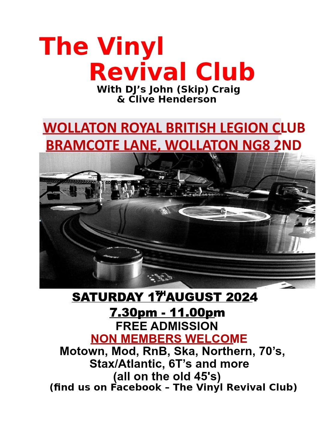 Wollaton  Vinyl Revival At British Legion