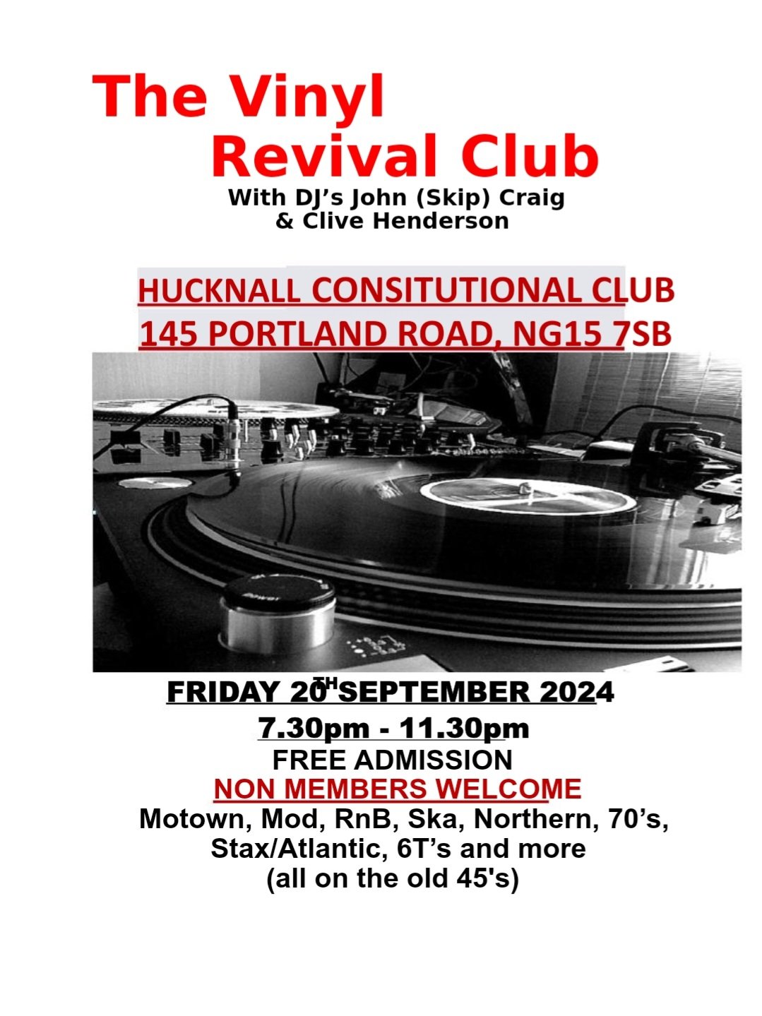 Hucknall  Vinyl Revival At The Conny