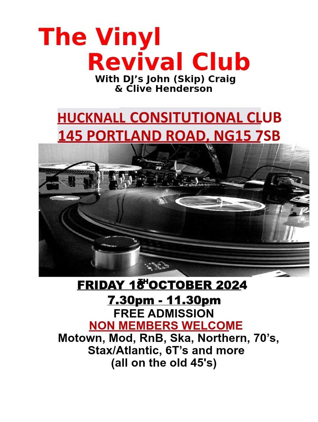 Hucknall  Vinyl Revival At The Conny