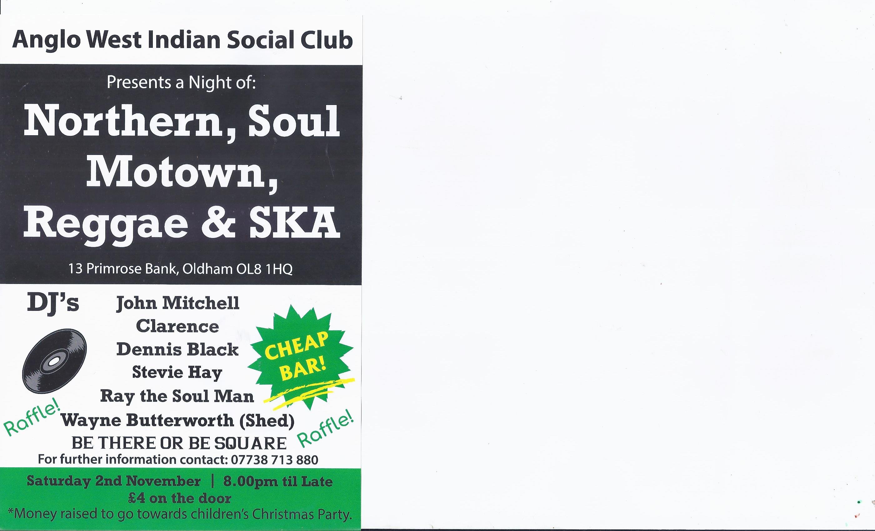 Anglo West Indian Sports And Social Club Soul Night