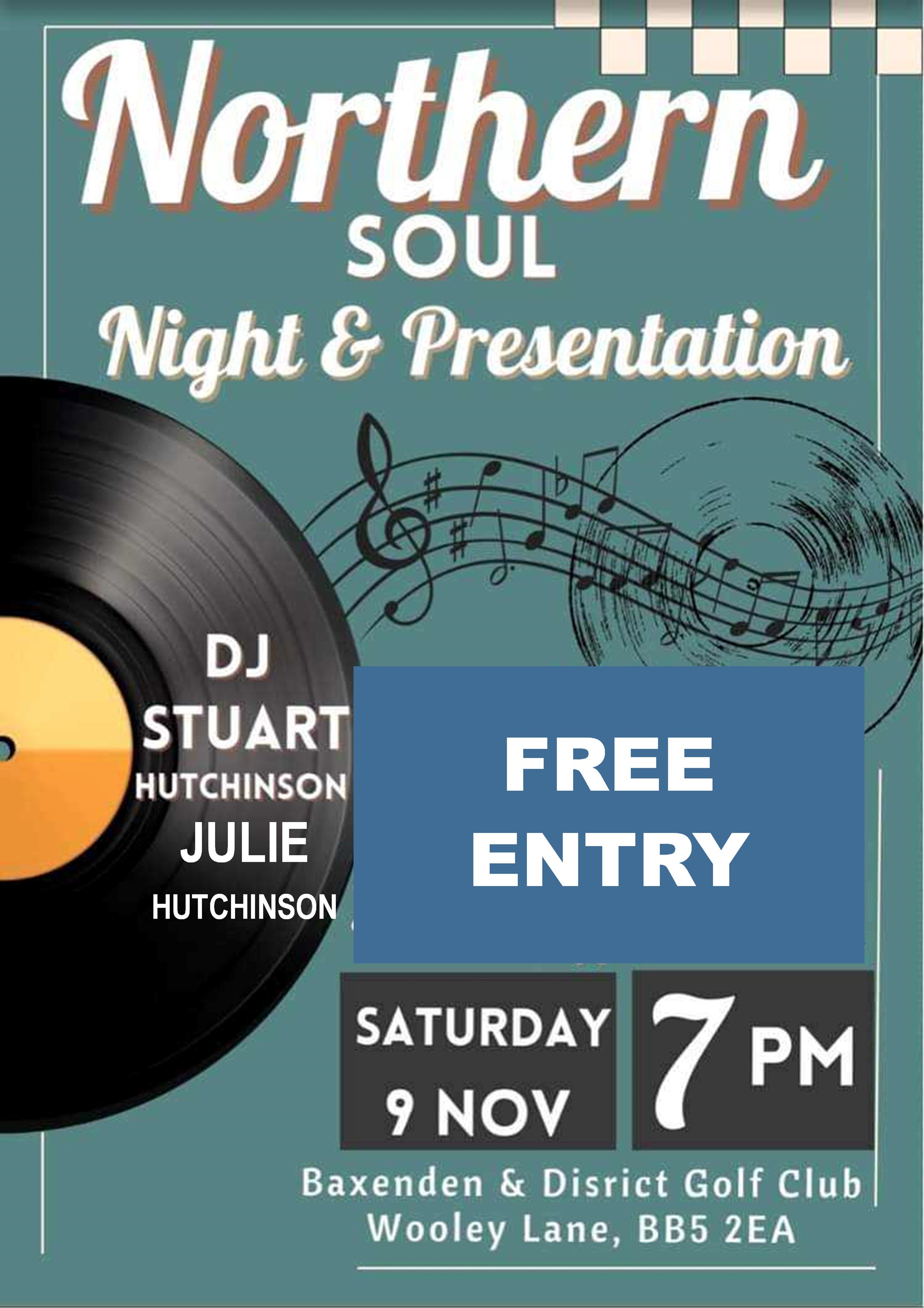 Baxenden Golf Club  Motown  Soul Nigh Free Entry  Buffet