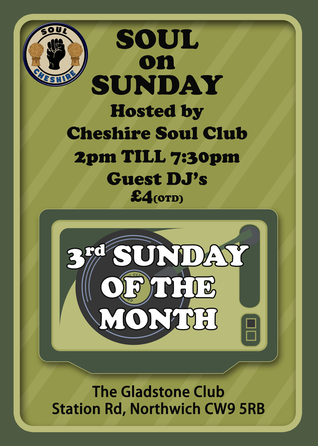 Cheshire Soul Club Sunday Soul Sessions  The Gladstone Club