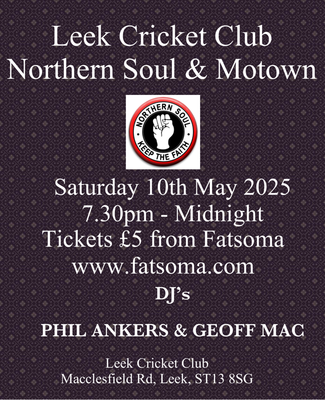 Leek Cricket Club Northern Soul  Motown