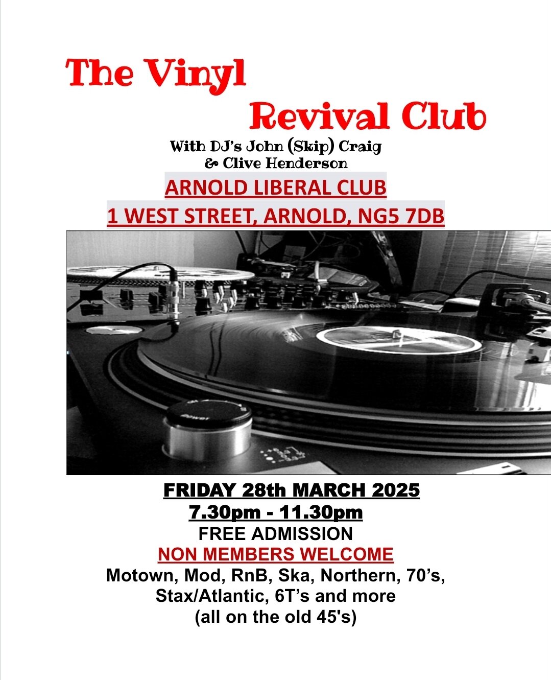 Arnold  Vinyl Revival At The Liberal Club