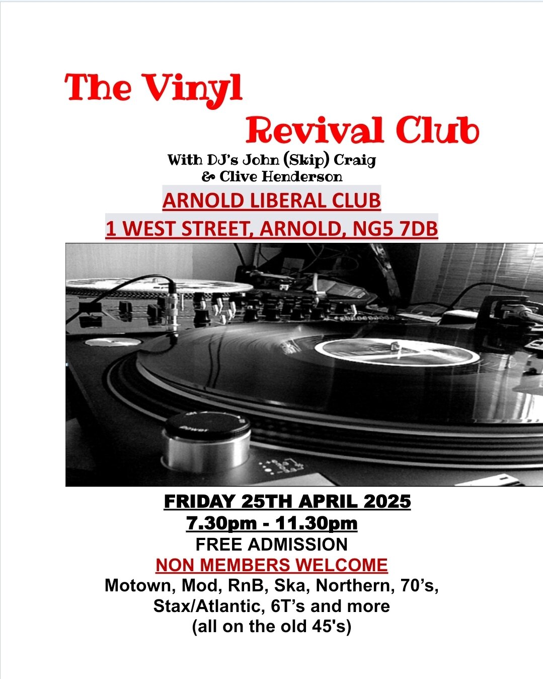 Arnold  Vinyl Revival At The Liberal Club