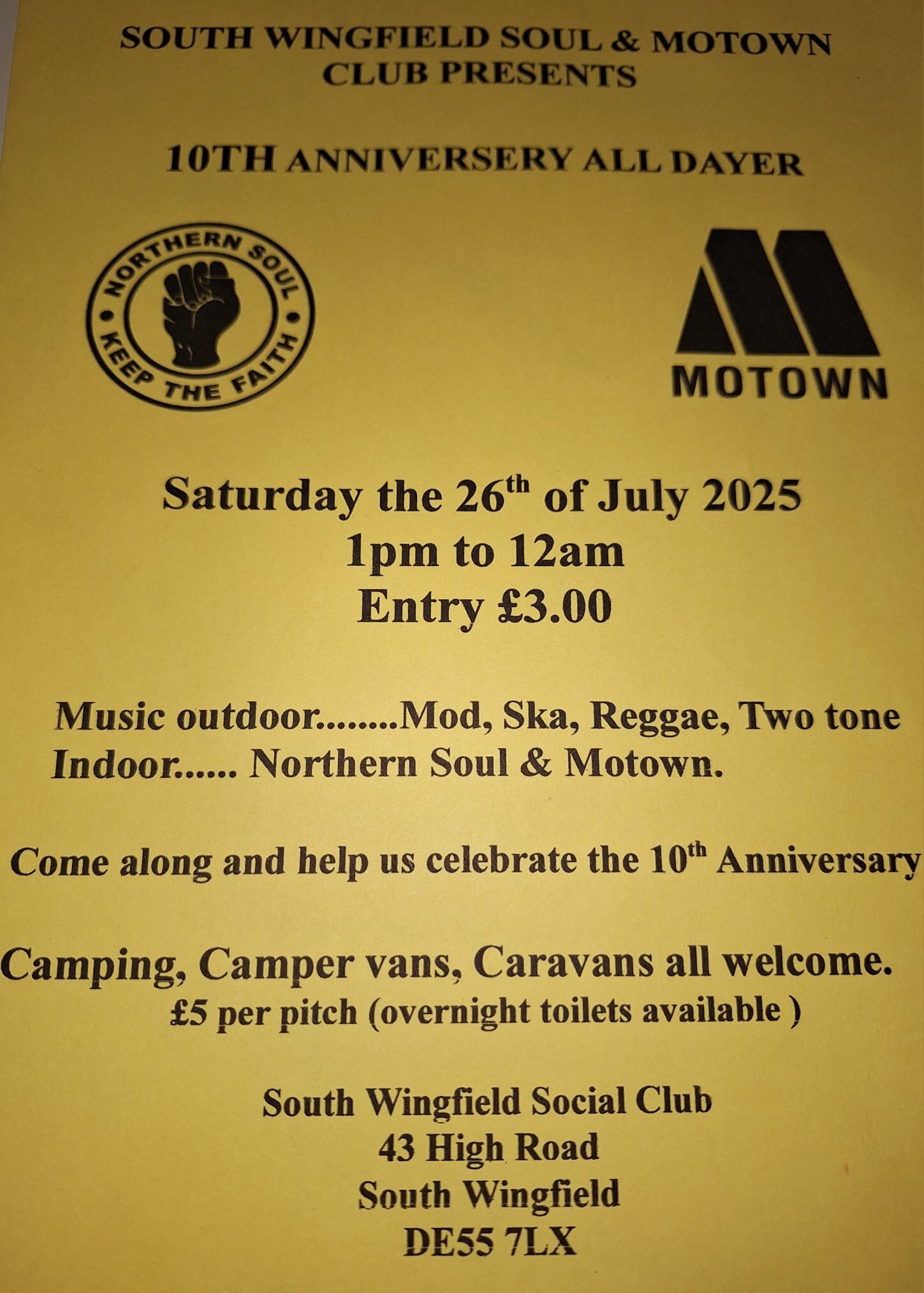 South Wingfield Northern  Soul  Motown Alldayer
