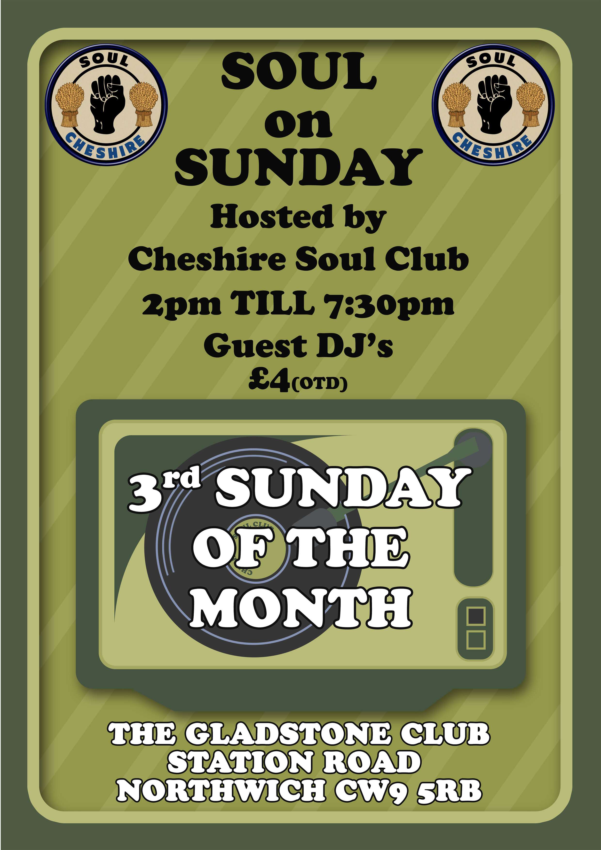 Cheshire Soul Club Sunday Soul Sessions  The Gladstone Club