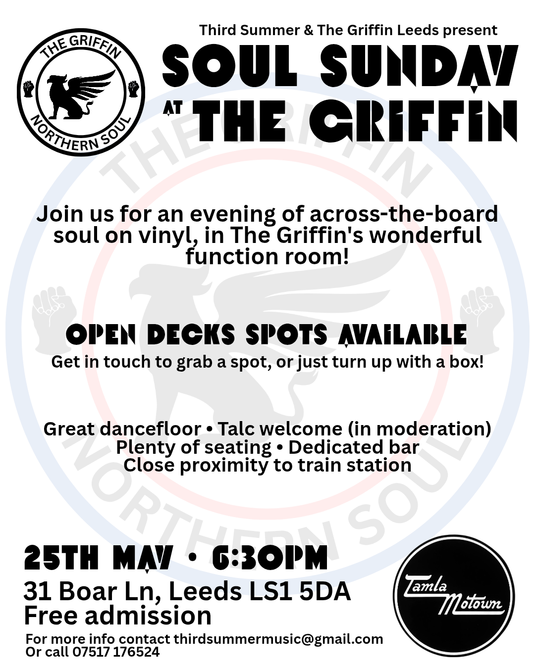 Griffin Soul Sundays Ft Open Decks