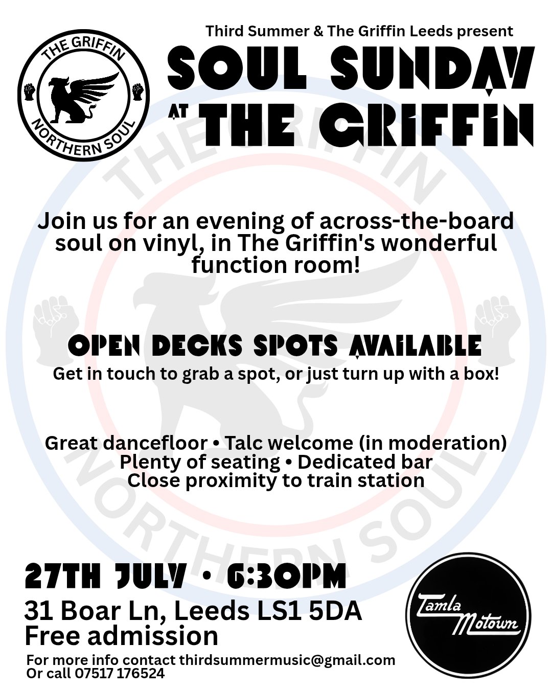 Griffin Soul Sundays Ft Open Decks