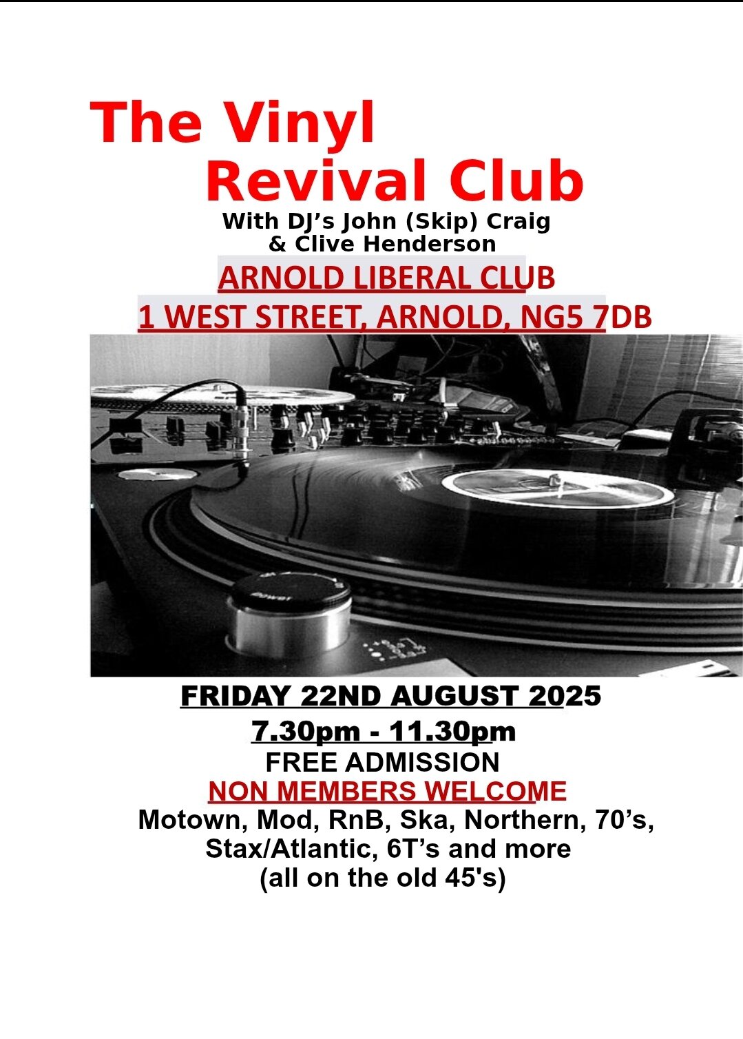 Arnold  Vinyl Revival At Arnold Liberal Club