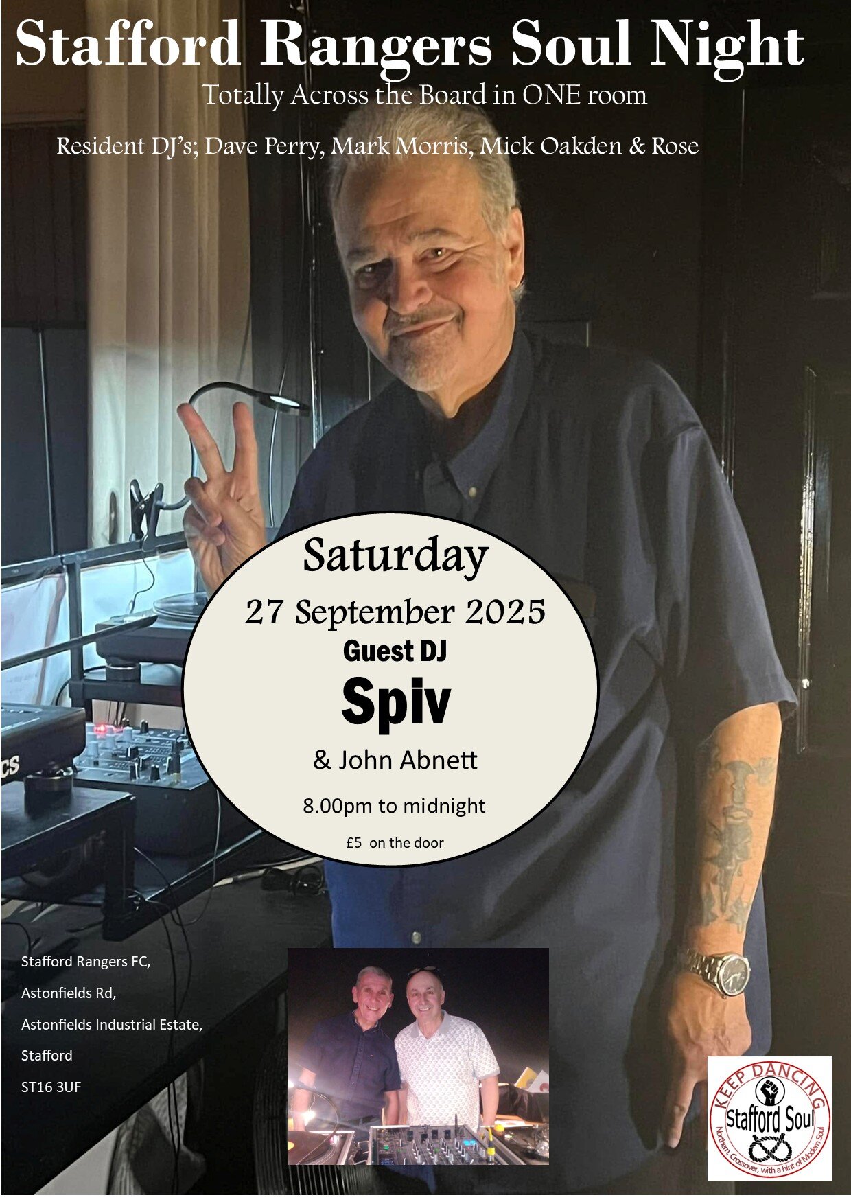 Stafford Rangers Soul Night  Guest Dj Spiv