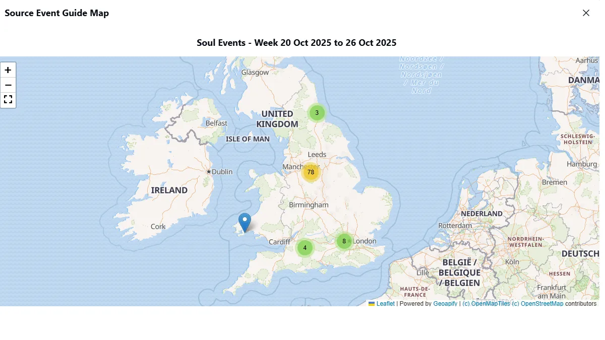 cover for Weekly Soul Event Map Shout - 24-26 Oct 2025